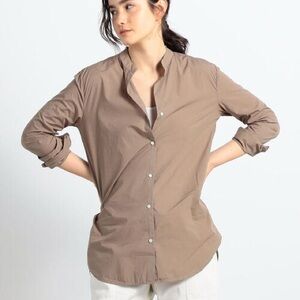James Perse Tan Mandarin Collar Button-Up Shirt - size Small